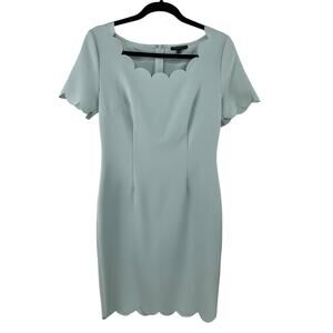 Alberto Makali Scallop Trim Mint Sheath Dress Womens 4 AS IS